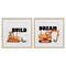 Stupell Industries Build & Dream Construction Vehicles 2pc Framed Print Under Glass Set, design by Kim Allen